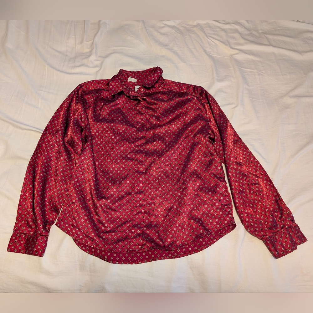 Vintage EUC JH Collectibles Petites Women's Printed Button Down Blouse, Size 10
